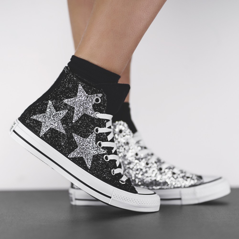 converse wild love allstar sneakers personalizzate glitter da dressed