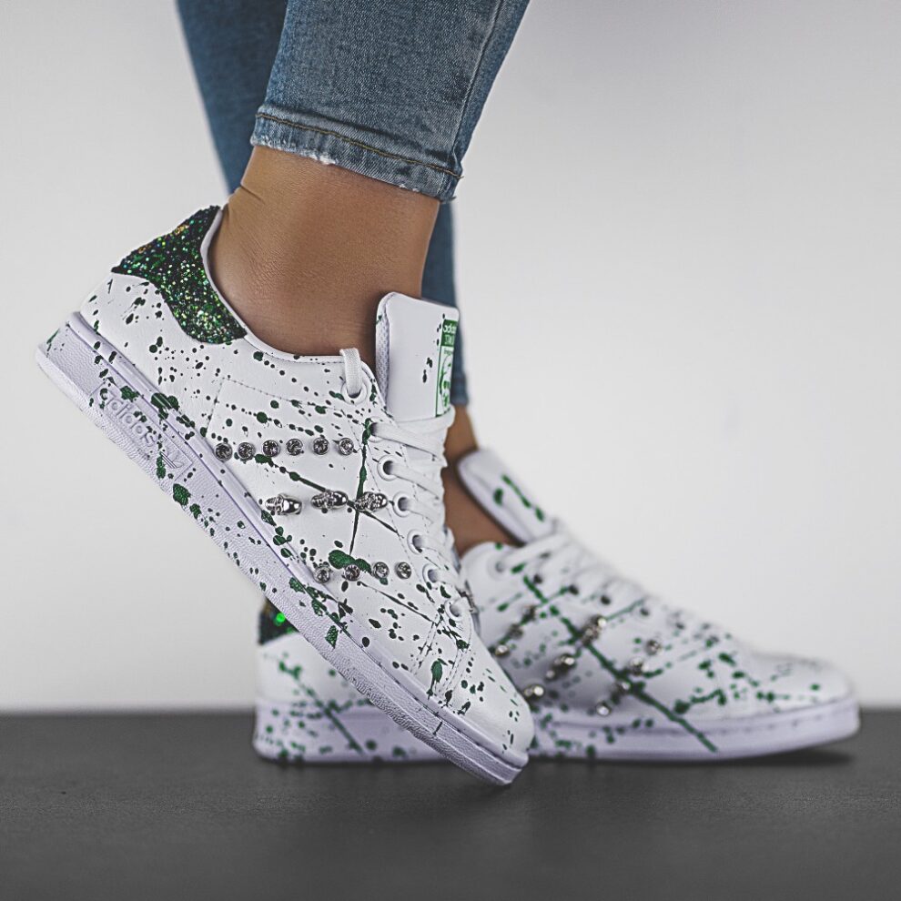stan smith gotham adidas sneakers personalizzate glitter da dressed