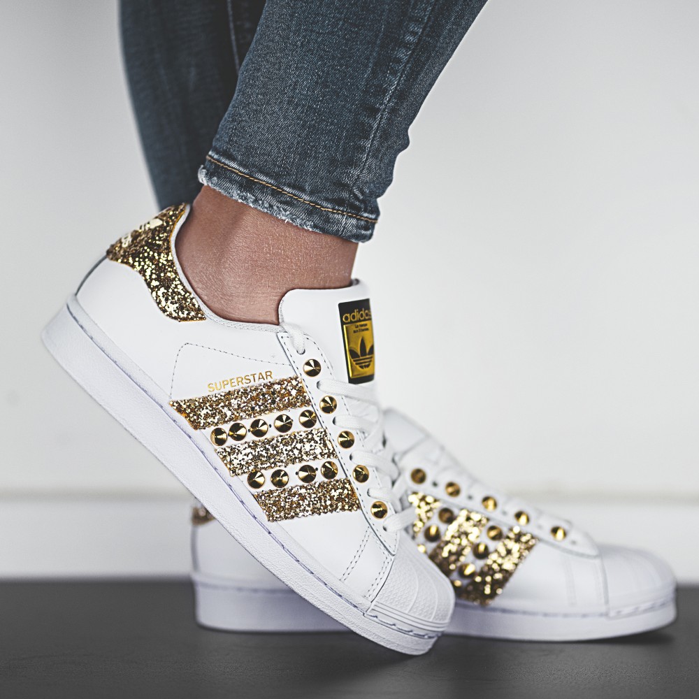 superstar into the sun adidas sneakers personalizzate glitter da dressed