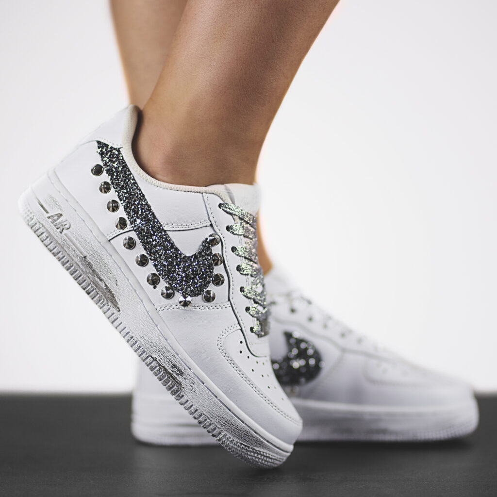 airforce nike mille sneakers personalizzate glitter da dressed
