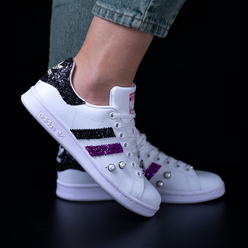 stan smith crawling adidas sneakers personalizzate glitter da dressed