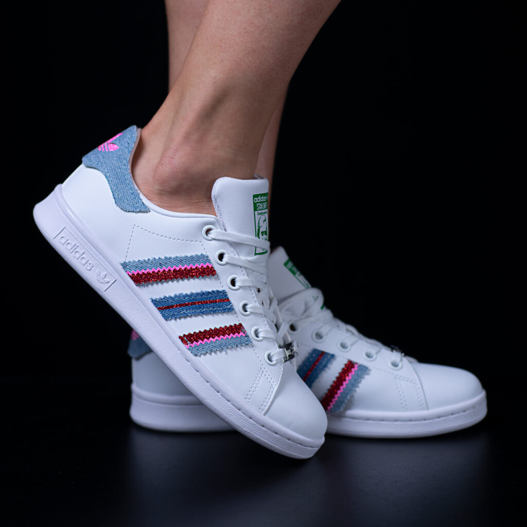 stan smith the feeling adidas sneakers personalizzate jeans glitter da dressed