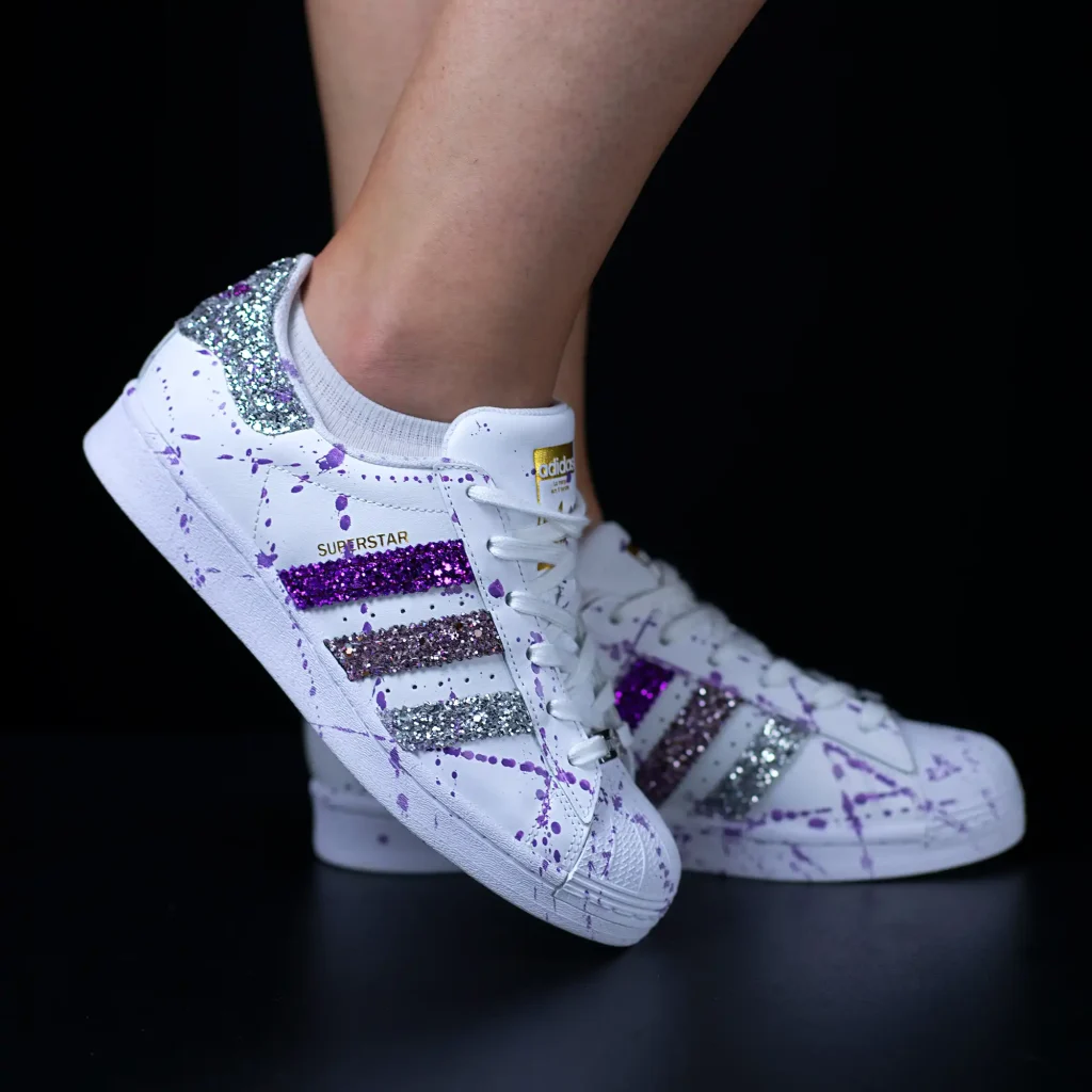 superstar control adidas sneakers personalizzate glitter da dressed