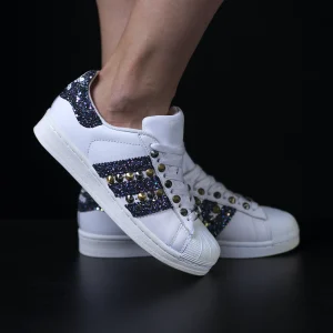 superstar better alone adidas sneakers personalizzate glitter borchie da dressed