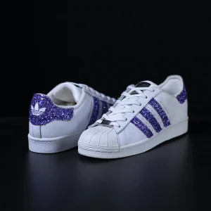 superstar lavender adidas sneakers personalizzate glitter viola da dressed