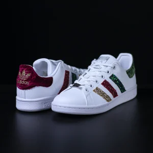 stan smith afterglow adidas sneakers personalizzate glitter velluto da dressed