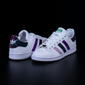 stan smith viola adidas sneakers personalizzate glitter tessuto da dressed
